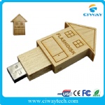 Eco wooden/bamboo house shape flip usb flash drive