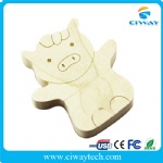 Wooden cute pig usb flash drive