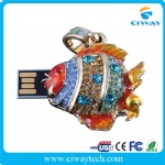 Jewelry/Diamond waterproof fish design USB flash drive